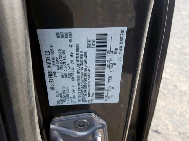 NM0GE9G27K1392416 - 2019 FORD TRANSIT CO GRAY photo 10