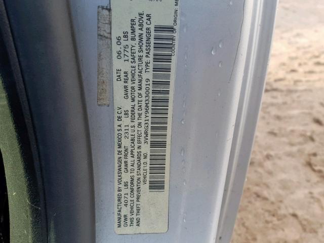 3VWRG31Y96M330019 - 2006 VOLKSWAGEN NEW BEETLE Gümüş foto 10