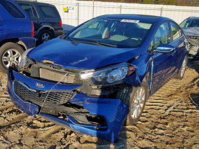 KNAFX4A8XE5050865 - 2014 KIA FORTE EX BLUE photo 2