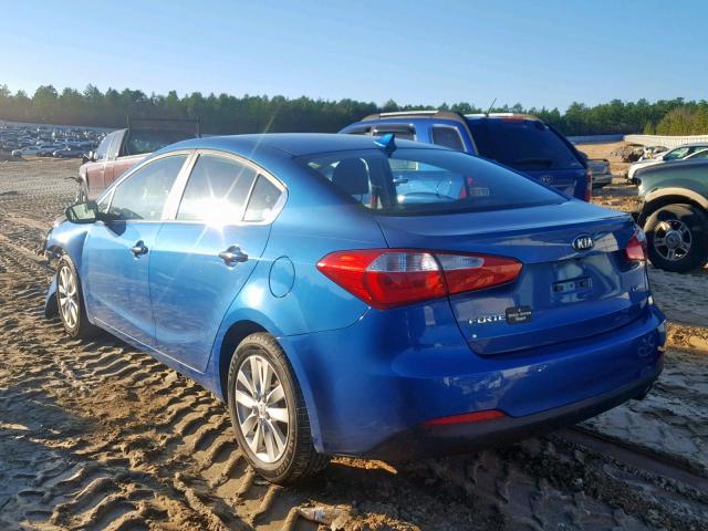 KNAFX4A8XE5050865 - 2014 KIA FORTE EX BLUE photo 3