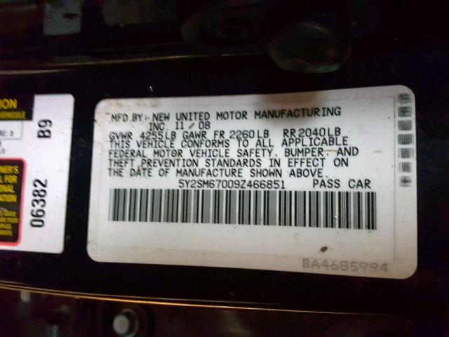 5Y2SM67009Z466851 - 2009 PONTIAC VIBE BLACK photo 10