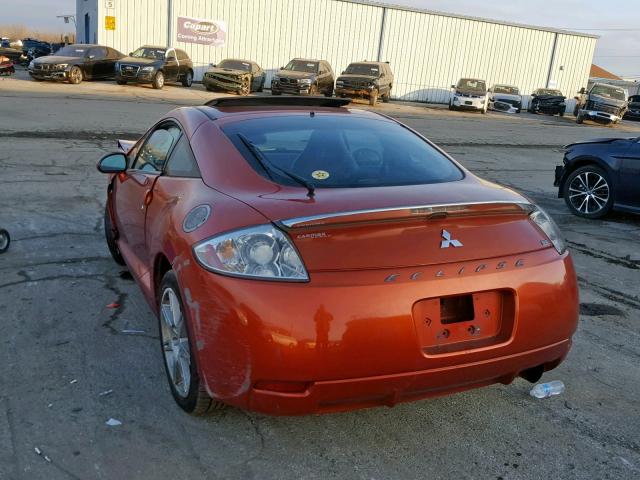 4A3AK64FX7E069126 - 2007 MITSUBISHI ECLIPSE ES ORANGE photo 3