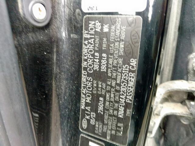 KNAFU4A23D5735115 - 2013 KIA FORTE EX BLACK photo 10