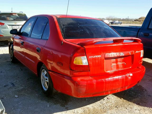 KMHCG45C11U177844 - 2001 HYUNDAI ACCENT GL RED photo 3