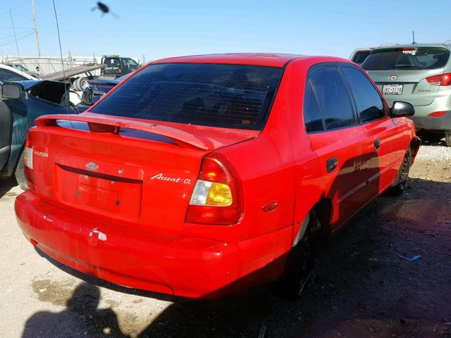 KMHCG45C11U177844 - 2001 HYUNDAI ACCENT GL RED photo 4