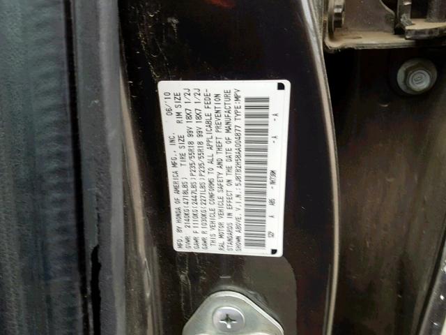 5J8TB2H58AA004877 - 2010 ACURA RDX TECHNO CHARCOAL photo 10