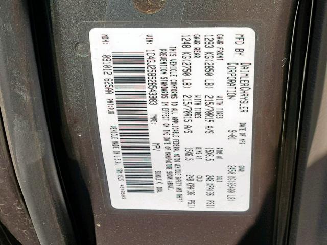 1C4GJ25B52B543983 - 2002 CHRYSLER VOYAGER BLUE photo 10