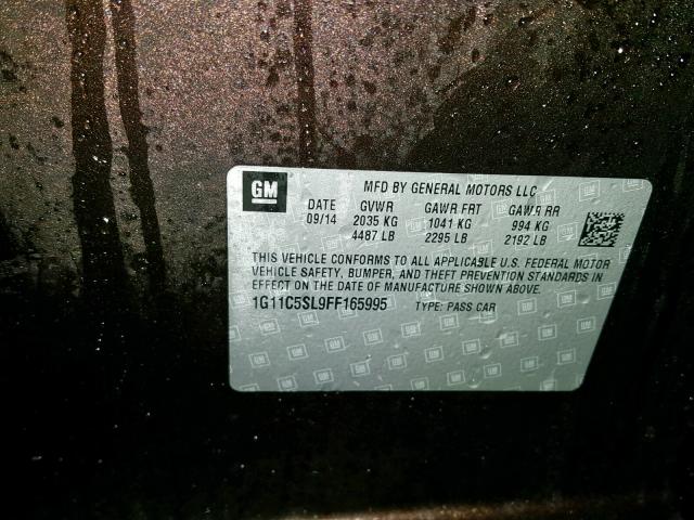 1G11C5SL9FF165995 - 2015 CHEVROLET MALIBU 1LT PURPLE photo 10