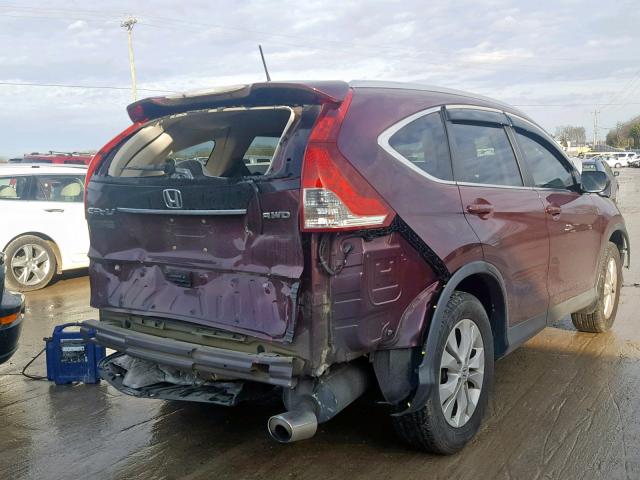 5J6RM4H78DL012903 - 2013 HONDA CR-V EXL MAROON photo 4