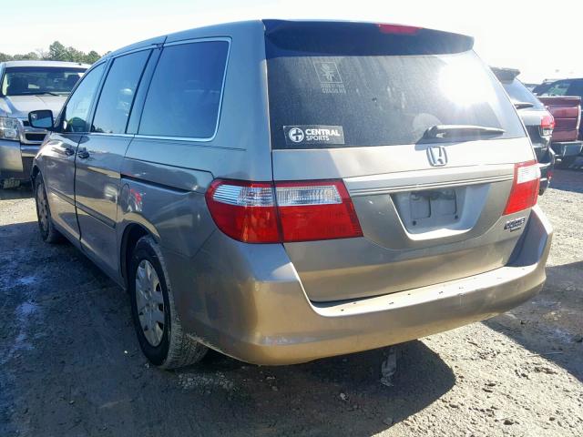 5FNRL38285B078721 - 2005 HONDA ODYSSEY LX TAN photo 3