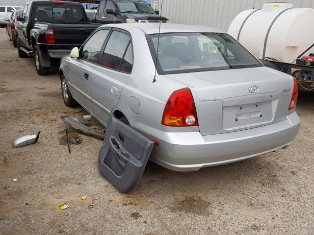 KMHCG45C63U480802 - 2003 HYUNDAI ACCENT GL SILVER photo 3