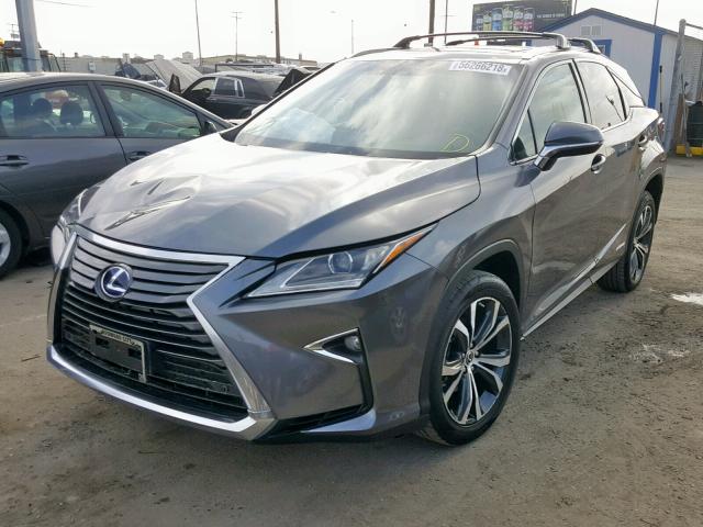 2T2BGMCA7JC026596 - 2018 LEXUS RX 450H GRAY photo 2