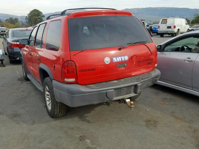 1D4HR38N53F589111 - 2003 DODGE DURANGO SP RED photo 3