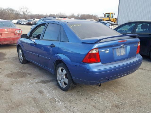 1FAFP34N75W241481 - 2005 FORD FOCUS ZX4 BLUE photo 3