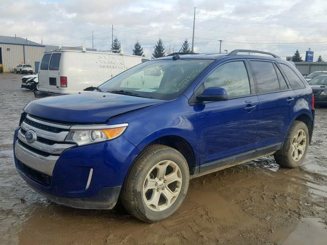 2FMDK4JC4EBA77922 - 2014 FORD EDGE SEL BLUE photo 2