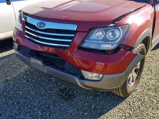 KNDJJ741395027383 - 2009 KIA BORREGO LX RED photo 9