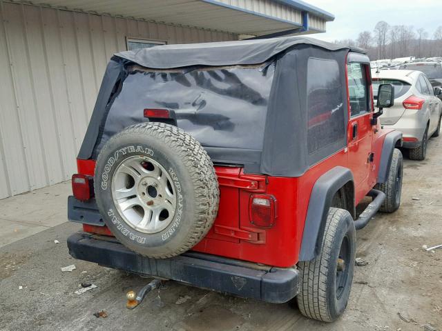 1J4FA29P22P763693 - 2002 JEEP WRANGLER / RED photo 4