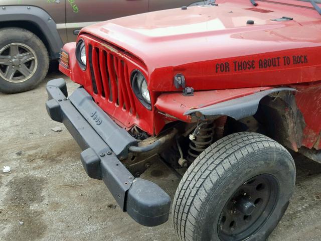 1J4FA29P22P763693 - 2002 JEEP WRANGLER / RED photo 9