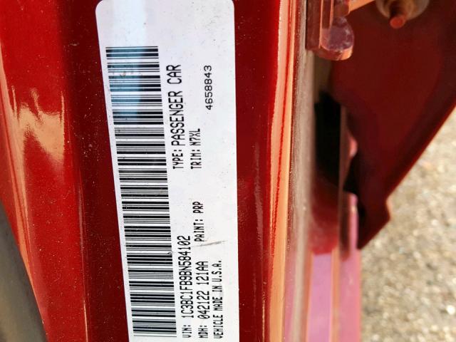 1C3BC1FB9BN584102 - 2011 CHRYSLER 200 TOURIN RED photo 10