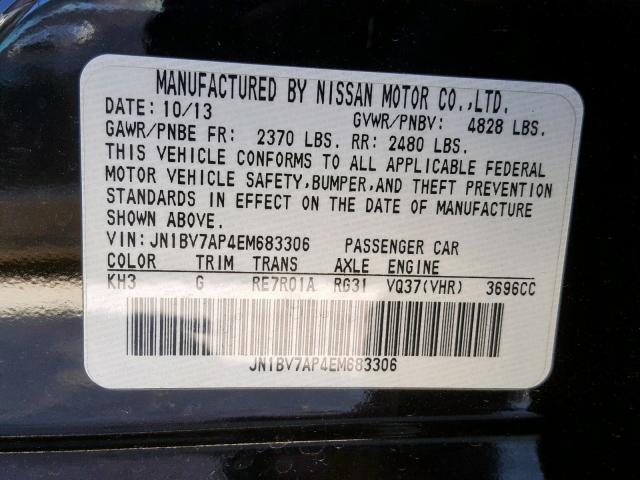 JN1BV7AP4EM683306 - 2014 INFINITI Q50 BASE BLACK photo 10