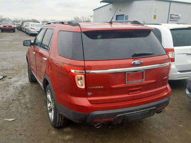 1FMHK8F81CGA63530 - 2012 FORD EXPLORER L RED photo 3