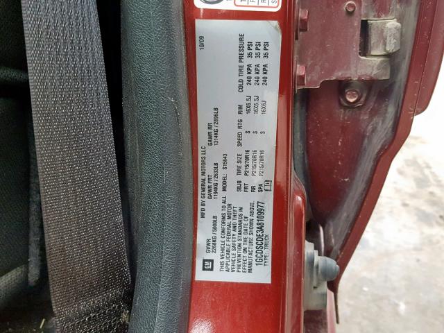 1GCDSCDE3A8109977 - 2010 CHEVROLET COLORADO L MAROON photo 10