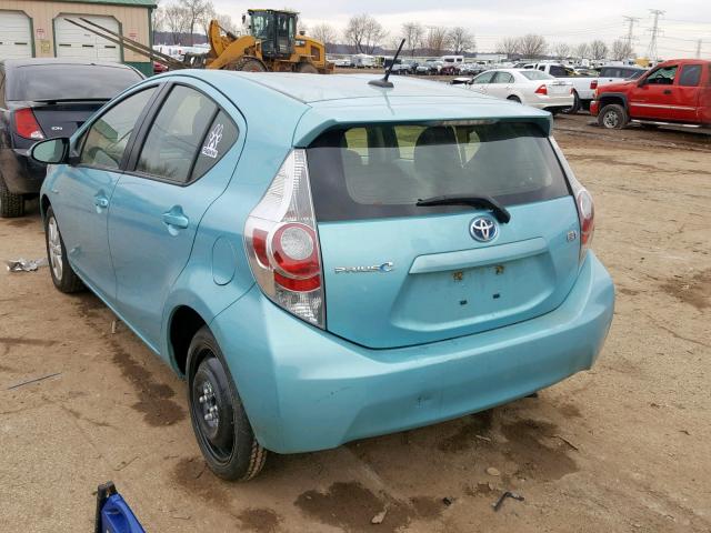 JTDKDTB33E1067070 - 2014 TOYOTA PRIUS C BLUE photo 3