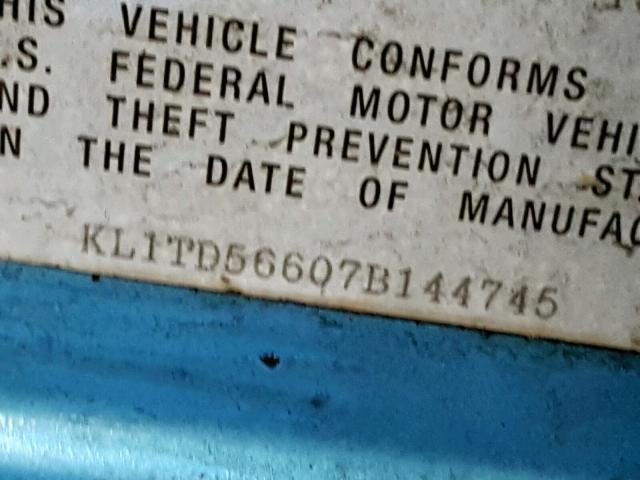 KL1TD56607B144745 - 2007 CHEVROLET AVEO BASE ლურჯი ფოტო 10