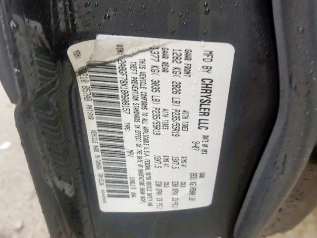 2A8GF78X18R608157 - 2008 CHRYSLER PACIFICA L BLACK photo 10