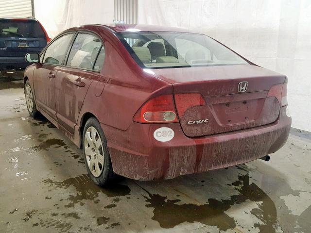 2HGFA15908H504397 - 2008 HONDA CIVIC EXL BURGUNDY photo 3