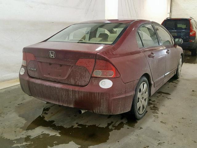 2HGFA15908H504397 - 2008 HONDA CIVIC EXL BURGUNDY photo 4