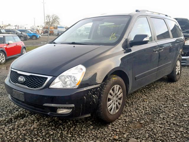 KNDMG4C77E6553293 - 2014 KIA SEDONA LX BLACK photo 2