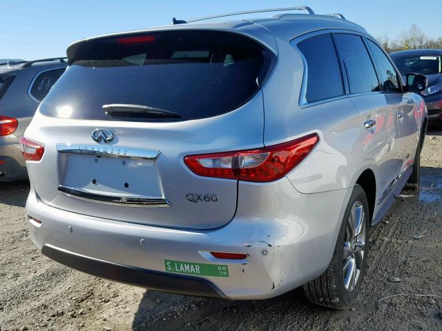 5N1CL0MN8EC520975 - 2014 INFINITI QX60 HYBRI SILVER photo 4