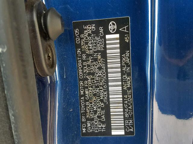 JTKDE167750044977 - 2005 TOYOTA SCION TC Mavi foto 10