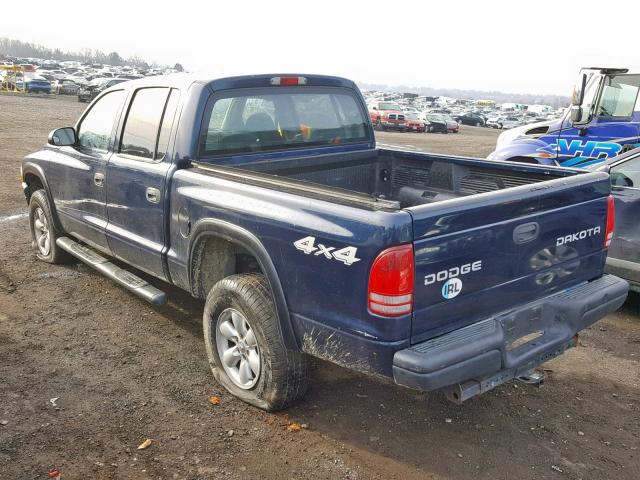 1D7HG38N14S549688 - 2004 DODGE DAKOTA QUA BLUE photo 3