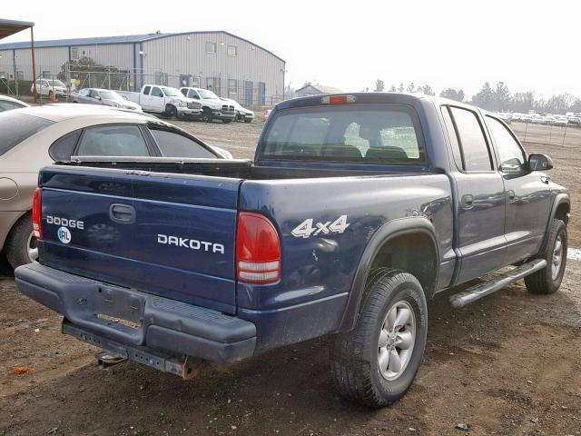 1D7HG38N14S549688 - 2004 DODGE DAKOTA QUA BLUE photo 4