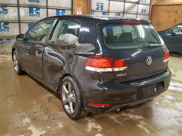 WVWAB7AJ7CW297395 - 2012 VOLKSWAGEN GOLF BLACK photo 3