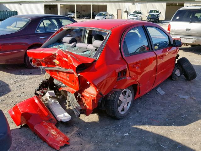 KL1TD56E39B343881 - 2009 CHEVROLET AVEO LS RED photo 4