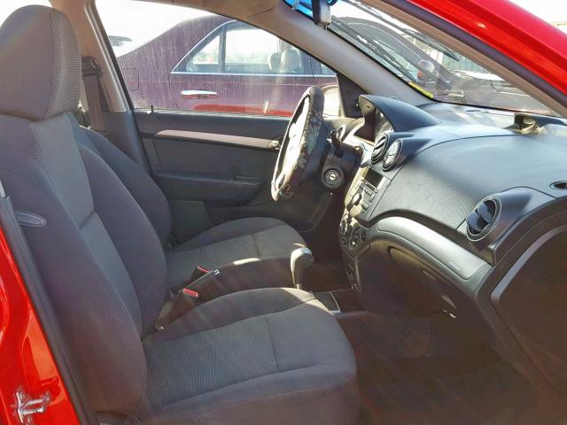 KL1TD56E39B343881 - 2009 CHEVROLET AVEO LS RED photo 5