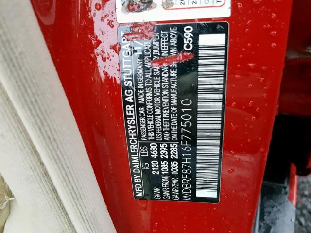 WDBRF87H16F775010 - 2006 MERCEDES-BENZ C 350 4MAT RED photo 10