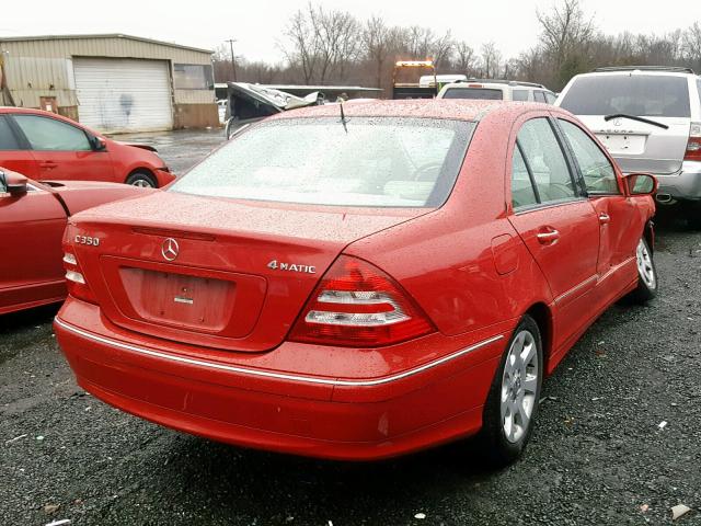 WDBRF87H16F775010 - 2006 MERCEDES-BENZ C 350 4MAT RED photo 4