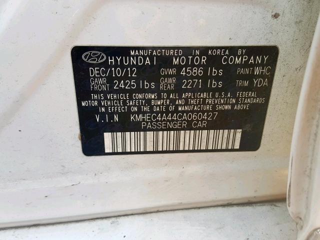 KMHEC4A44CA060427 - 2012 HYUNDAI SONATA HYB WHITE photo 10