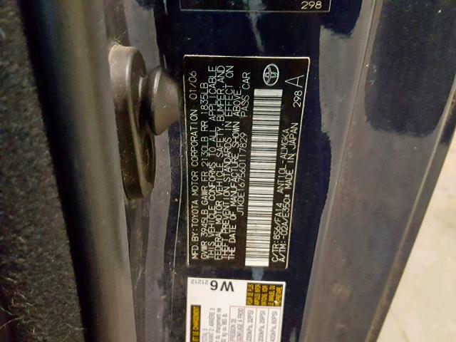 JTKDE167560117829 - 2006 TOYOTA SCION TC ლურჯი ფოტო 10