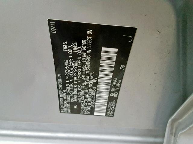 JTLZE4FE0CJ001543 - 2012 TOYOTA SCION XB Күміс фото 10