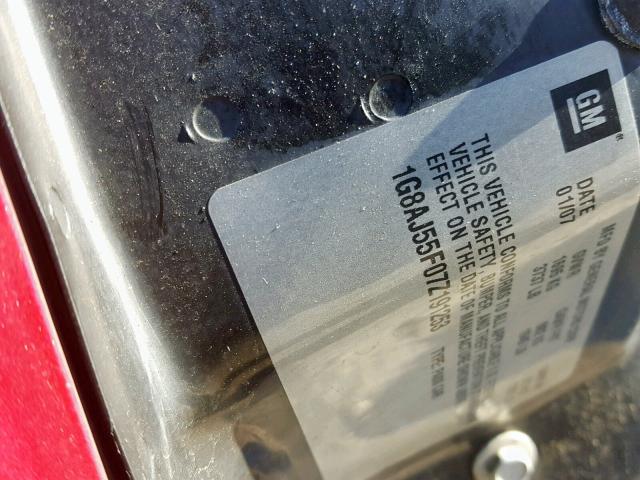 1G8AJ55F07Z191253 - 2007 SATURN ION LEVEL RED photo 10