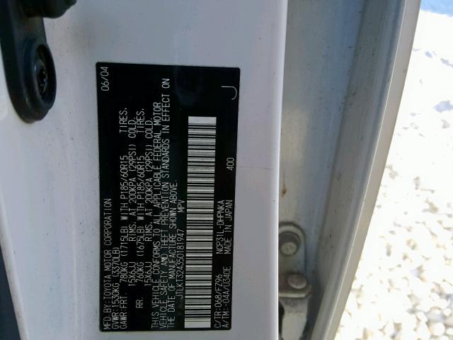 JTLKT324350181947 - 2005 TOYOTA SCION XB WHITE photo 10