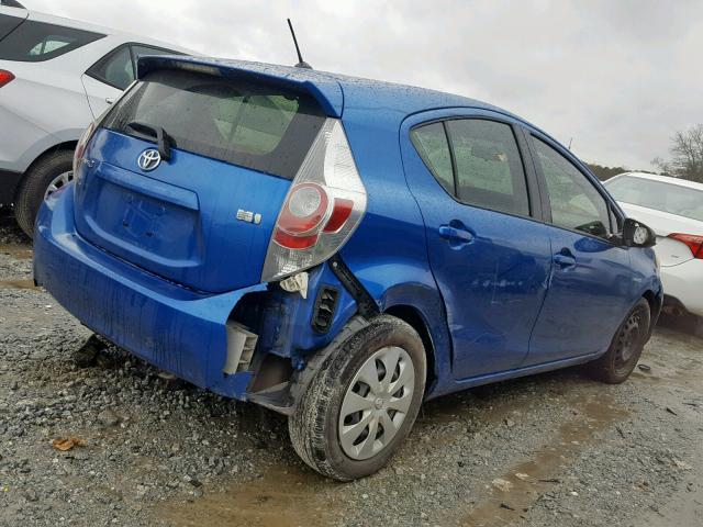 JTDKDTB3XD1042228 - 2013 TOYOTA PRIUS C BLUE photo 4