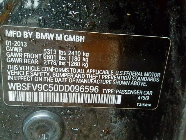 WBSFV9C50DD096596 - 2013 BMW M5 BLACK photo 10
