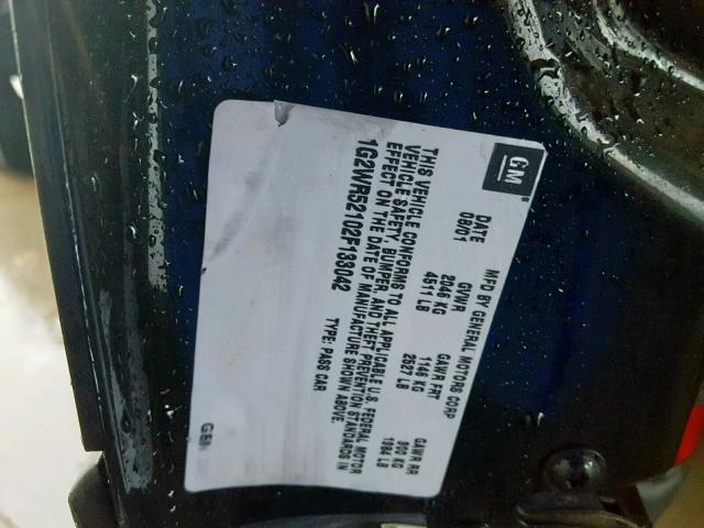 1G2WR52102F133042 - 2002 PONTIAC GRAND PRIX შავი ფოტო 10