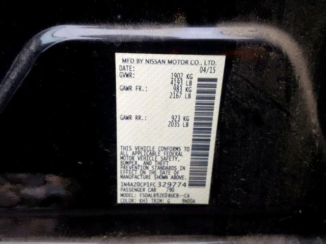 1N4AZ0CP1FC329774 - 2015 NISSAN LEAF S BLACK photo 10